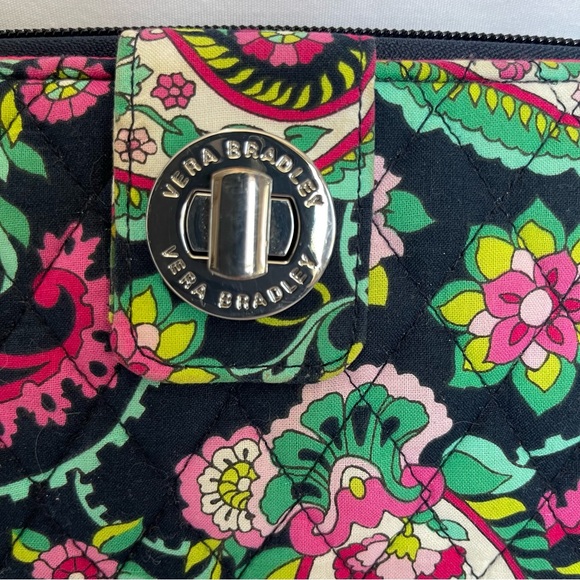 Vera Bradley Black and Pink Floral Wallet Dogwood KISS-n-Snap Wallet - Picture 3 of 10